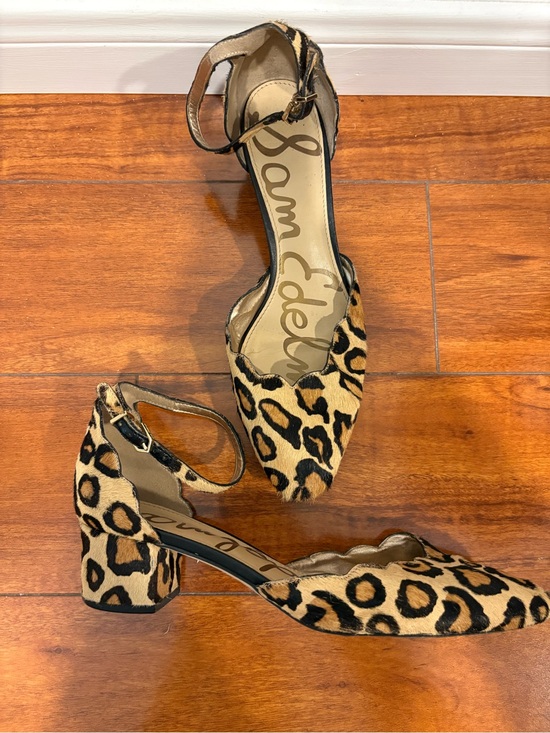 Sam Edelman Shoes - Sam Edelman Leopard Print Ankle-Strap Block Heel Pumps in Tan and Black